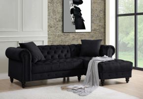 ACME 57320 Adnelis - Sectional Sofa - Black Velvet