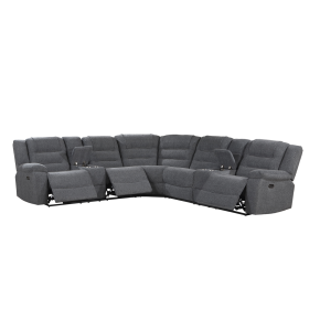 New Classic 27-U2540-3PM Redondo - Power 3 Piece Ssectional (2 Loveseats & Wedge) - Dark Gray