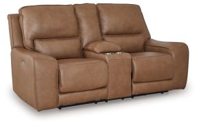Signature Design by Ashley® PCU6260618 DeepWakes - Power Reclining Loveseat / Console / Adjustable Headrest - Caramel