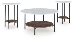 Ashley Furniture T167-13 Wrenwich - Occasional Table Set (Set of 3) - Brown / Black / White