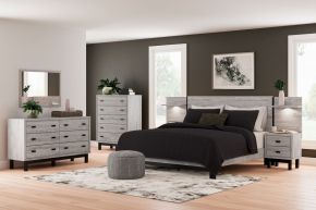 Signature Design by Ashley® B1036/231/36/345/102/56/58/92(2)/97 Vessalli - Gray - 9 Pc. - Dresser, Mirror, Chest, King Panel Bed With Extensions, 2 Nightstands