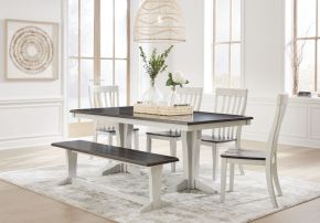 Signature Design by Ashley® D796/25T/25B/01(2)/00 Darborn - Gray / Brown - 7 Pc. - Dining Table, 4 Side Chairs, Bench