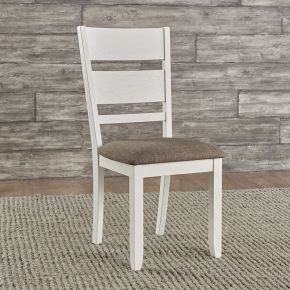 Liberty Furniture 182-C1501S Brook Bay - Slat Back Upholstered Side Chair - Textured White / Carbon Gray