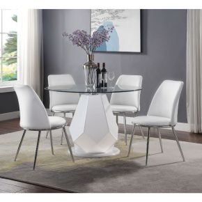 ACME 77152 Weizor - Side Chair (Set of 2) - White Synthetic Leather & Chrome