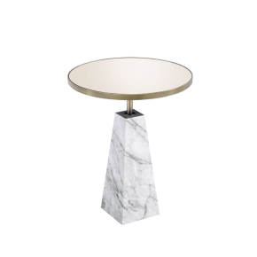 ACME 97129 Galilahi - Accent Table - Mirrored, Faux Marble & Antique Gold