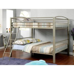 Furniture of America CM-BK1037F Lovia - Full Over Full Bunk Bed - Metallic Gold