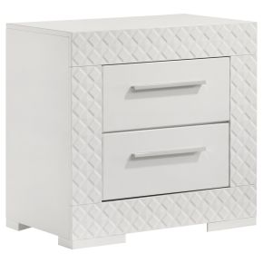 Coaster Fine Furniture 224942 Ives - 2-Drawer Nightstand Bedside Table - White High Gloss