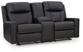 Benchcraft® 7471394 Mackmenville - Double Reclining Loveseat With Console - Carbon
