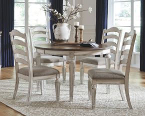 Signature Design by Ashley® D743/35/01(4) Realyn - White - 5 Pc. - Extension Table, 4 Ladderback Side Chairs