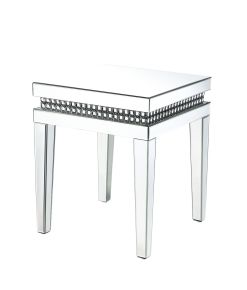 ACME 88052 Lotus - 20" End Table - Mirrored & Faux Ice Cube Crystals