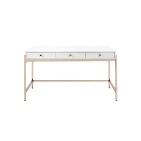 ACME 92695 Ottey - Desk - White High Gloss & Gold - 31"