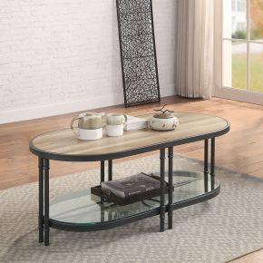 ACME LV00751 Brantley - Coffee Table - Oak & Sandy Black
