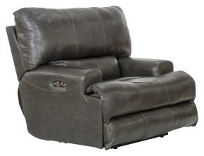 Catnapper 645807-1283/28-3083/28 Catnapper 645807-1283/28-3083/28 Wembley - Italian Leather Match Power Lay Flat Recliner With Power Adjustable Headrest - Steel