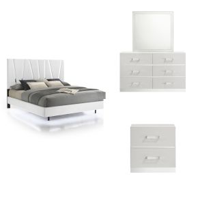 New Classic 00-1840-24N New Classic 00-1840-24N Europa - 6/0 Western King 4 Piece Bedroom Set (Bed, Dresser, Mirror, Nightstand) - White
