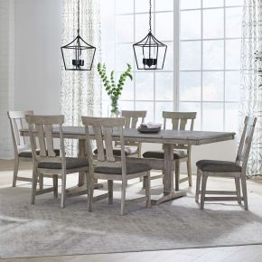 Liberty Furniture 528-CD-7TRS Liberty Furniture 528-CD-7TRS Hallendale - 7 Piece Trestle Table Set - Gravel Wash