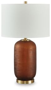 Signature Design by Ashley® L430864 Farberman - Glass Table Lamp - Amber
