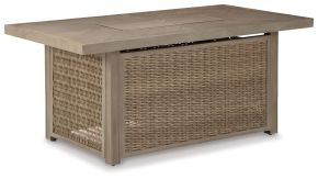 Signature Design by Ashley® P791-773 Beachcroft - Rectangular Fire Pit Table - Beige