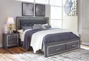 Signature Design by Ashley® B214/58/56S/95/B100-14 Lodanna - King Platform Bed with 2 Storage Drawers - Gray