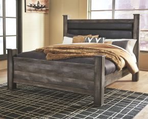 Signature Design by Ashley® B440/68/66/99/62 Wynnlow - King Upholstered Poster Bed - Gray