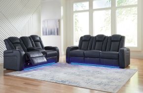 Signature Design by Ashley® 36603/15/18 Fyne-dyme - Sapphire - 2 Pc. - Power Reclining Sofa, Power Reclining Loveseat