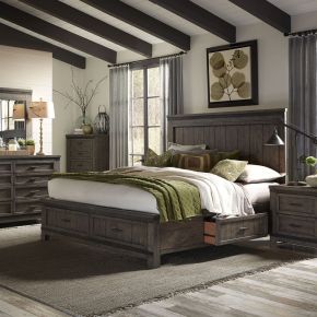 Liberty Furniture 759-BR-Q2SDMCN Thornwood Hills - 5 Piece Bedroom Set (Queen Two Sided Storage Bed, Dresser & Mirror, Chest, Nightstand) - Dark Brown
