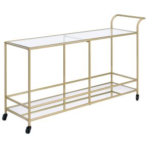 ACME 98425 Kenda - Serving Cart - Clear Glass, Mirrored & Gold