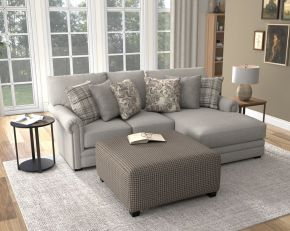 Jackson 3345/46/76/12-26 Livingston - 2 Piece Sofa Chaise With Comfort Coil Seating, 40" Cocktail Ottoman And 6 Accent Pillows Included (RSF Chaise) - Linen