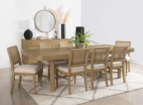 Coaster Fine Furniture 108931-S9W Arini - 9 Piece Extension Leaf Dining Table Set - Sand Wash