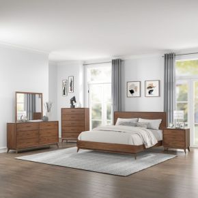 Liberty Furniture 604-BR-CPLDMC Century Modern - 4 Piece Bedroom Set (King California Platform Bed, Dresser & Mirror, Chest) - Light Brown