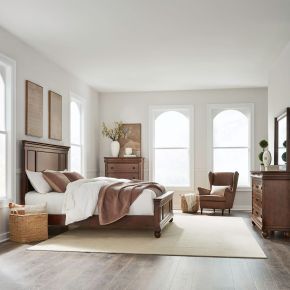 Liberty Furniture 589-BR-KPBDMC Rustic Traditions - 4 Piece Bedroom Set (King Panel Bed, Dresser & Mirror, Chest) - Cherry