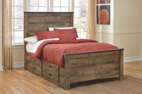 Signature Design by Ashley® B446/87/84/50/B100-12 Trinell - Brown - Full Panel Bed With 2 Storage Drawers