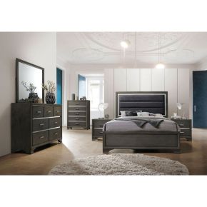 ACME 26257EK Carine II - Eastern King Bed - Fabric & Gray