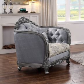 ACME 55347 Ariadne - Chair With Pillow - Fabric & Platinum