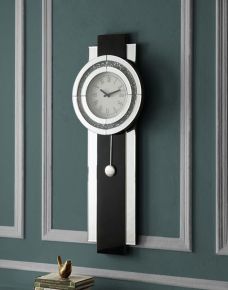 ACME AC00424 Noralie - Wall Clock - Black, Mirrored & Faux Diamonds