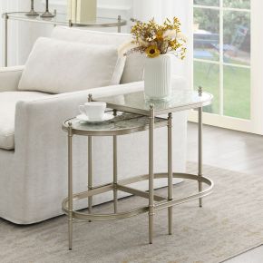 ACME LV02764 Zaba - Nesting Table - Glass Top & Silver