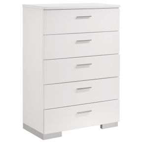 CoasterEssence 203505 Felicity - 5-Drawer Bedroom Chest - White High Gloss