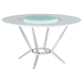 CoasterElevations 110321 Abby - Round Lazy Susan Dining Table - White High Gloss