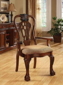 Furniture of America CM3222AC-2PK George Town - Arm Chair (Set of 2) - Cherry / Beige