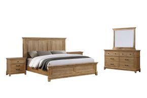 New Classic 00-B3907-35N Sunstone - 5/0 Queen 5 Piece Bedroom Set (Bed & Dresser & Mirror & 2 Nightstands) - Light Brown