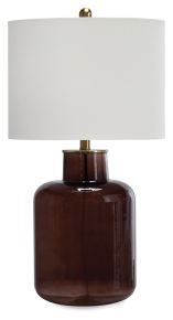 Signature Design by Ashley® L430924 Mette - Glass Table Lamp - Brown / Gold Finish