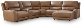 Ashley Furniture PCU62606S6 Ashley Furniture PCU62606S6 DeepWakes - 6-Piece Power Reclining Sectional With RAF Press Back Power Chaise And Storage Console - Caramel