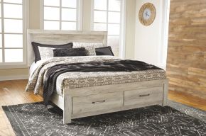 Signature Design by Ashley® B331/58/56S/95/B100-14 Bellaby - Whitewash - King Platform Bed With 2 Storage Drawers