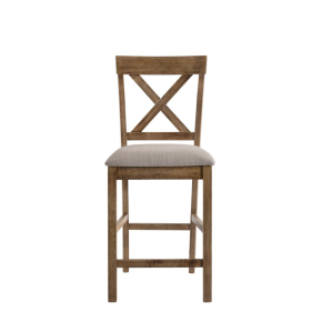 ACME 70832 Martha II - Counter Height Chair (Set of 2) - Tan Linen & Weathered Oak