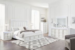 Signature Design by Ashley® B822/31/36/57/54S/97 Chalanna - White - 5 Pc. - Dresser, Mirror, Queen Upholstered Storage Bed