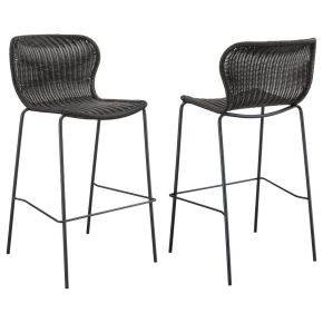 CoasterEssence 192040 Mckinley - Faux Rattan Metal Bar Chair (Set of 2) - Brown