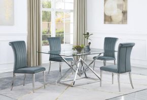 CoasterEssence 109451-S5 Beaufort - 5 Piece Rectangular Dining Set - Chrome And Gray