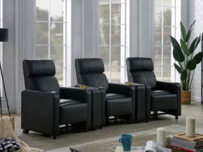 CoasterEveryday 600181-S3A Toohey - 5 Piece Upholstered Tufted Recliner Living Room Set - Black