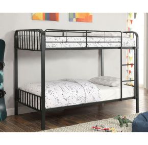 Furniture of America CM-BK928TT-BED Clement - Metal Twin Over Twin Bunk Bed - Black