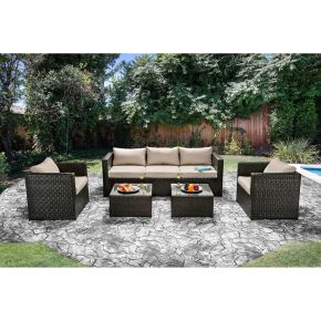 Furniture of America CM-OS1820IV Olina - 5 Piece Patio Set - Beige / Espresso