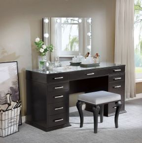 Furniture of America FOA-DK5682DG-PK Valentina - Vanity Set - Obsidian Gray